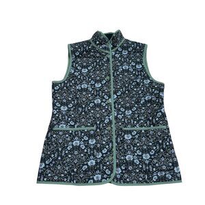 Lands' End Quilted Floral Reversible Barn Vest Size M